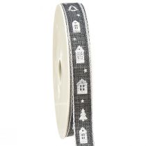Product Decorative ribbon for Christmas houses and fir trees anthracite white 15mm 20m