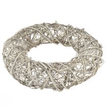Product Decorative wreath wood decoration rattan natural white Ø40cm H9,5cm