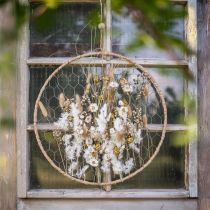 Product Decorative ring metal hanging decoration raffia silver natural Ø38cm 4 pcs