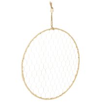 Product Decorative metal ring Ø38cm, hanging decoration, raffia, silver, natural, boho wall decoration, versatile decorating, 4 pieces
