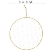 Product Decorative metal ring Ø38cm, hanging decoration, raffia, silver, natural, boho wall decoration, versatile decorating, 4 pieces