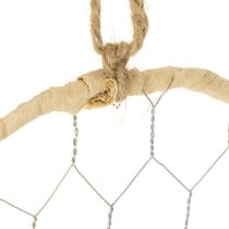 Product Decorative rings for hanging with raffia and wire mesh Ø20cm, 4 pcs Boho wall decoration Window decoration