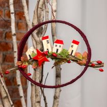 Product Decorative ring jute decoration loop red dark red 4cm Ø30cm 2pcs