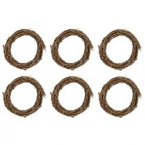 Product Decorative ring mini grapevine wreath natural Ø15cm 6 pieces DIY decoration