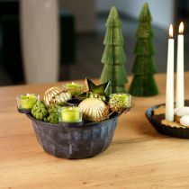 Product Decorative metal bowl in black – Gugelhupf design, 26 cm – Stylish tealight holder for a cozy ambience