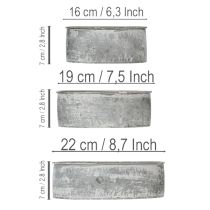 Product Decorative metal bowl, oval, grey, L22.5/19.5/16cm, set of 3