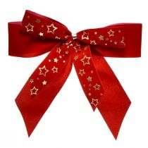 Product Decorative bow 4cm wide Red Christmas bow with golden stars Handmade bow 16×15cm 2pcs