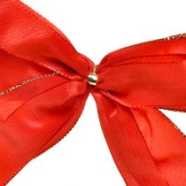 Product Red Fabric Christmas Bow with Gold Edging, 4 cm Wide, 15 × 21 cm, Pack of 2