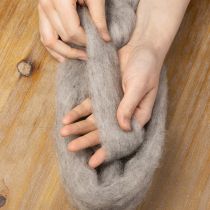 Product Wool cord decorative wool grey-natural 2m felted wool for crafts &amp; floristry