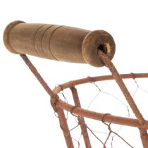Product Wire basket, metal basket with handle, wood, rust, decorative, Ø18cm