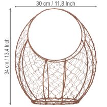 Product Wire basket, metal planter, spring decoration, Easter basket, brown, rust finish, H34cm L30cm