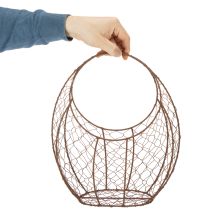 Product Wire basket, metal planter, spring decoration, Easter basket, brown, rust finish, H34cm L30cm