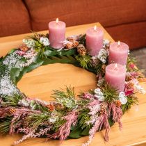 Product Solid coloured candles old pink pillar candles 70×80mm 4 pcs