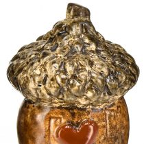 Product Ceramic Acorn House Decorative Acorns with Heart Motif Brown 6cm - Autumn Table Decoration - 6 pcs