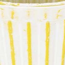 Product Bucket for planting, planter with handles, metal decoration pink/green/yellow shabby chic Ø16.5cm H15cm 3-piece set