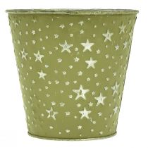 Product Planter Silver Green Flowerpot Metal Stars Ø14cm