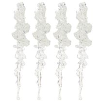 Product Icicle Christmas tree ornaments with glitter, winter decoration, 17.5cm, 4 pieces