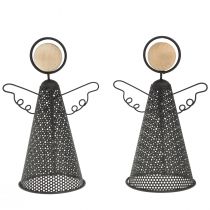 Product Angel Figure Christmas Metal Black Natural 15.5cm 2pcs