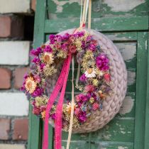 Product Felt wool decorative wreath in light brown for hanging Ø30cm W4cm