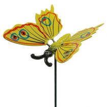 Butterfly on stick 17cm yellow