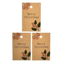 Product Gift tags Merry Christmas paper natural brown 8.5×5.5cm 20 pcs