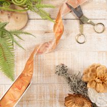 Product Autumn Leaf Pattern Ribbon, 25mm Wide, 18m, Polyester, for Decorative Wrapping and Crafting