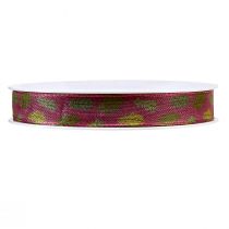 Product Gift ribbon autumn fabric ribbon with oak leaves Bordeaux green 15mm 18m