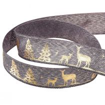 Product Gift Ribbon Lavender Gold Christmas Deer 25mm 15m