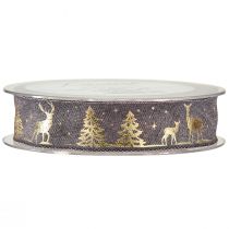 Product Gift Ribbon Lavender Gold Christmas Deer 25mm 15m
