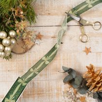 Product Green Decorative Ribbon with Bow Pattern - 25mm x 18m for Gift Wrapping and Crafts