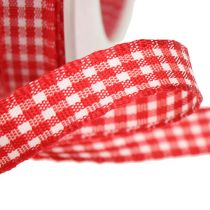 Product Gift ribbon with selvedge 15mm 20m red checkered