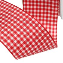 Product Gift ribbon with selvage 20m red checkered