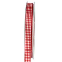 Product Gift ribbon with selvedge 8mm 20m red checkered