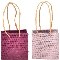 Product Gift bag with handles in burgundy pink 10.5cm 8 pcs