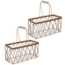 Product Wire basket, metal, rust look, 28x13.5x14cm, 2 pieces