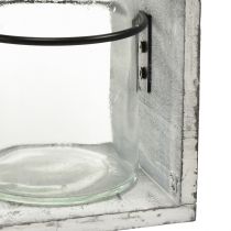 Product Rustic glass container set in grey and white wooden stand – 27.5x9x11 cm – Versatile storage and decoration solution