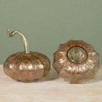 Product Glass pumpkin table decoration, autumn pumpkin, glass and metal, 14cm high, 2 pieces
