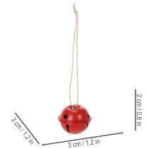 Product Red Metal Star Pattern Bell Ornaments 3cm, Set of 9
