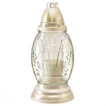Product Grave light glass vase retro grave lantern clear white gold Ø11cm H26.5cm