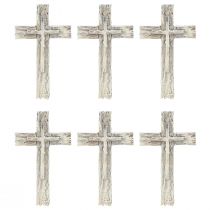 Product Grave decoration cross rustic grey white polyresin 12×7cm 6 pcs