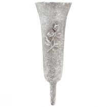 Grave vase grey Vase with stake Roses Antique H26cm 2pcs