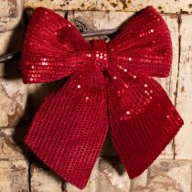 Product Large velvet bow with sequins dark red 20×22cm 2pcs