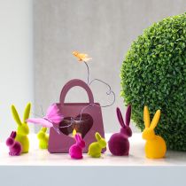 Product Small Sitting Easter Bunnies, Colorfully Flocked, 13cm, 8 Pieces