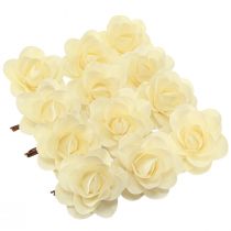 Product Wooden Decoration Roses Cream Artificial Roses Wooden Roses Ø10cm 12 pcs