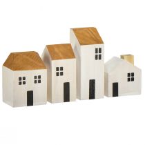 Product Wooden Houses Decoration Houses Wood White Brown 4.5-8cm 4 pcs