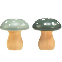 Product Wooden Mushrooms Decorative Mushrooms Wooden Toadstools Green Mint 5cm 8 pcs