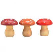 Product Wooden Mushrooms Decorative Mushrooms Wooden Fly Agarics Red Orange 5cm 9 Pcs