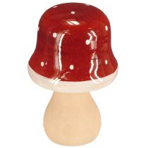 Product Wooden mushrooms, toadstools, decoration, wood, FSC, red-brown, H6.5/7 cm, 4 pieces
