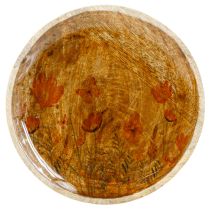 Product Wooden Plate Flowers Butterfly Natural Pink Ø15cm 3pcs