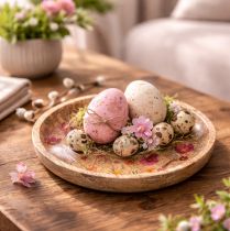 Product Wooden plates with flowers and butterflies, natural pink, Ø15cm, 3 pieces